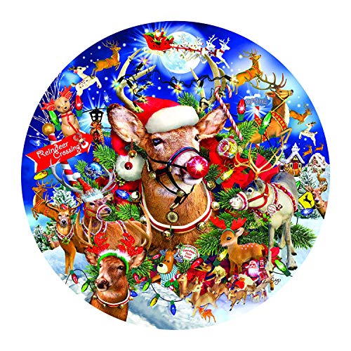 Reindeer Madness 1000 pc Shaped Jigsaw Puzzle