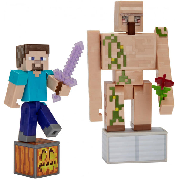 Minecraft Comic Maker Steve and Iron Golem Action Figure, 2-Pack