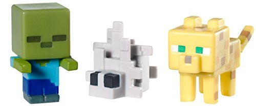 Minecraft Collectible Figures Ocelot, Zombie and Silverfish 3-Pack, Series 2