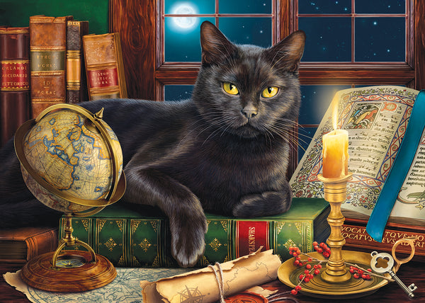 Black Cat by Candlelight 500+ pc Oversized Jigsaw Puzzle