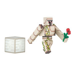 Minecraft Overworld Iron Golem Action Figure with Iron Ore Block and Red Rose (Series #2)