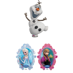 Disney Frozen Supershape XL XtraLife Foil Balloon Bundle - 2 Items - 41-in Olaf the Snowman and 2-sided 31-in Anna & Elsa