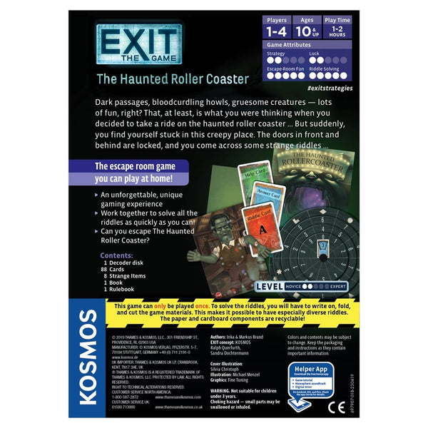 Exit: The Haunted Roller Coaster | Exit: The Game - A Kosmos Game from Thames & Kosmos | Family-Friendly, Card-Based at-Home Escape Room Experience for 1 to 4 Players, Ages 10+