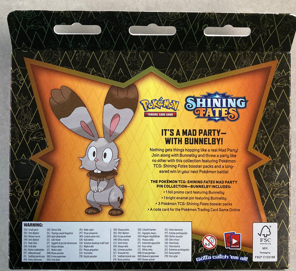 Pokemon Shining Fates Mad City Pin Party Collection Bunnelby