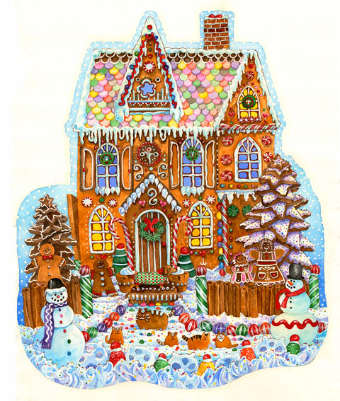 Gingerbread House 1000 pc Shaped Jigsaw Puzzle